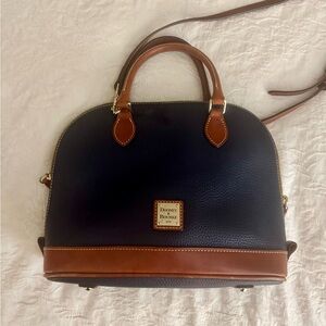 Dooney & Bourke Navy and Tan Satchel
